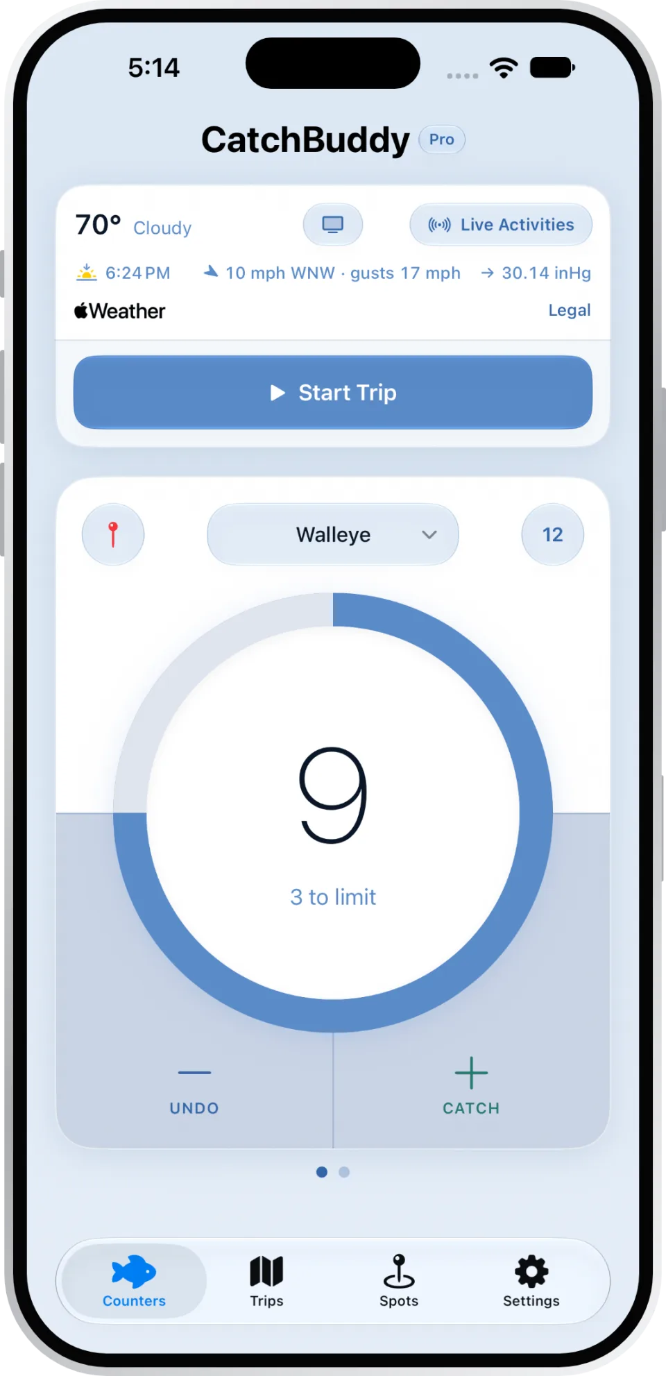 Trip counter in light mode